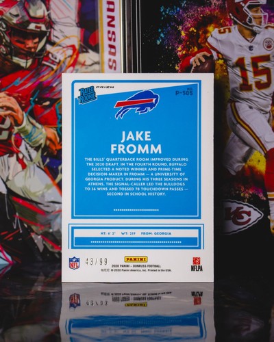 2020 Panini Donruss Optic Preview Jake Fromm #P-305 Red Prizm /99 Rookie - Picture 2 of 2
