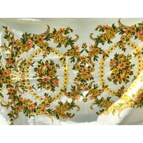Vintage Frottee Badetuch mit orange gelben Blumen - Bild 10 von 13
