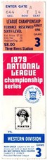 1979 NLCS PLAYOFF GAME 3 ticket stub Pirates-Reds JOHNNY BENCH Home Run creases