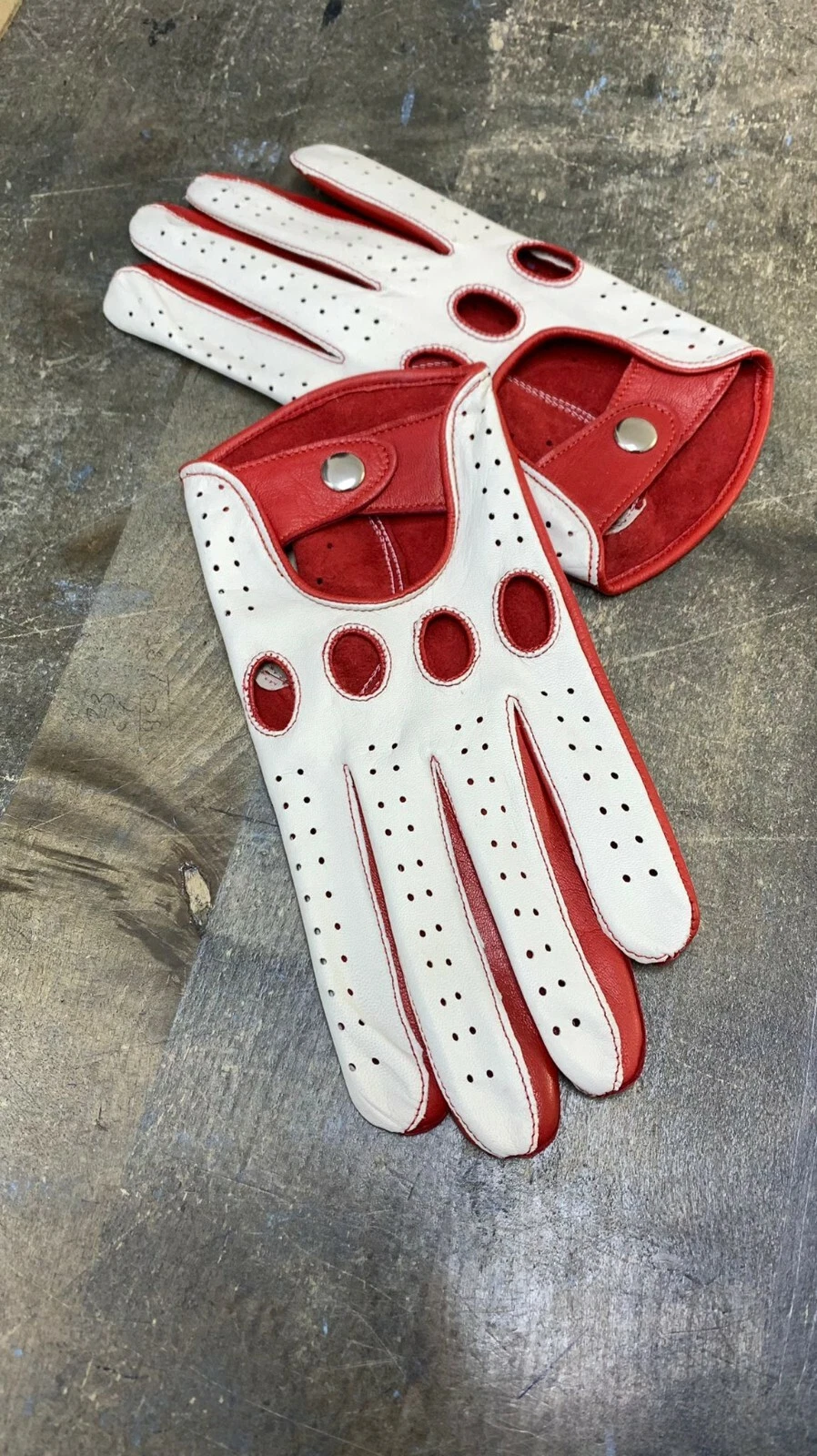 Driving Handmade Gloves for Men's made from White & Red Genuine Leather
Opens in a new window or tab