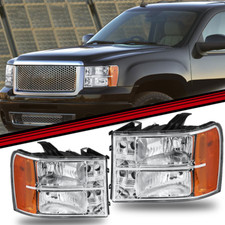 For 07-13 Gmc Sierra 1500 2500 3500 Hd Factory Style Headlights Head Lamp Chrome