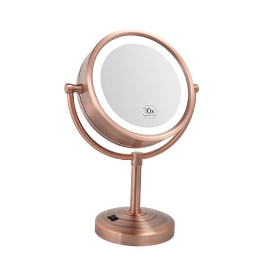 8.5-Inch Rose Gold LED Makeup Mirror with Lights 15x10.6 Matte Finish