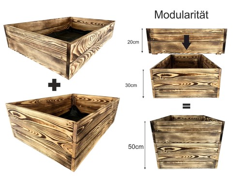Lermowoood Hochbeet aus Holz Natur Geflammt – Pflanzkasten für Gemüse & Kräuter - Bild 9 von 40
