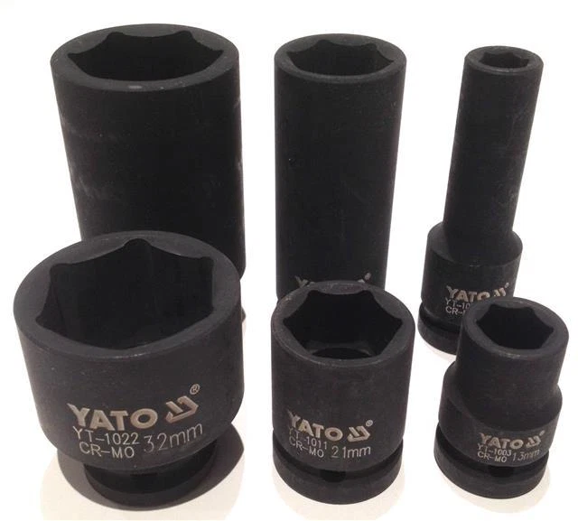 Yato heavy duty impact sockets short & deep 1/2" sizes 10-32mm Cr-MO, AS-DRIVE