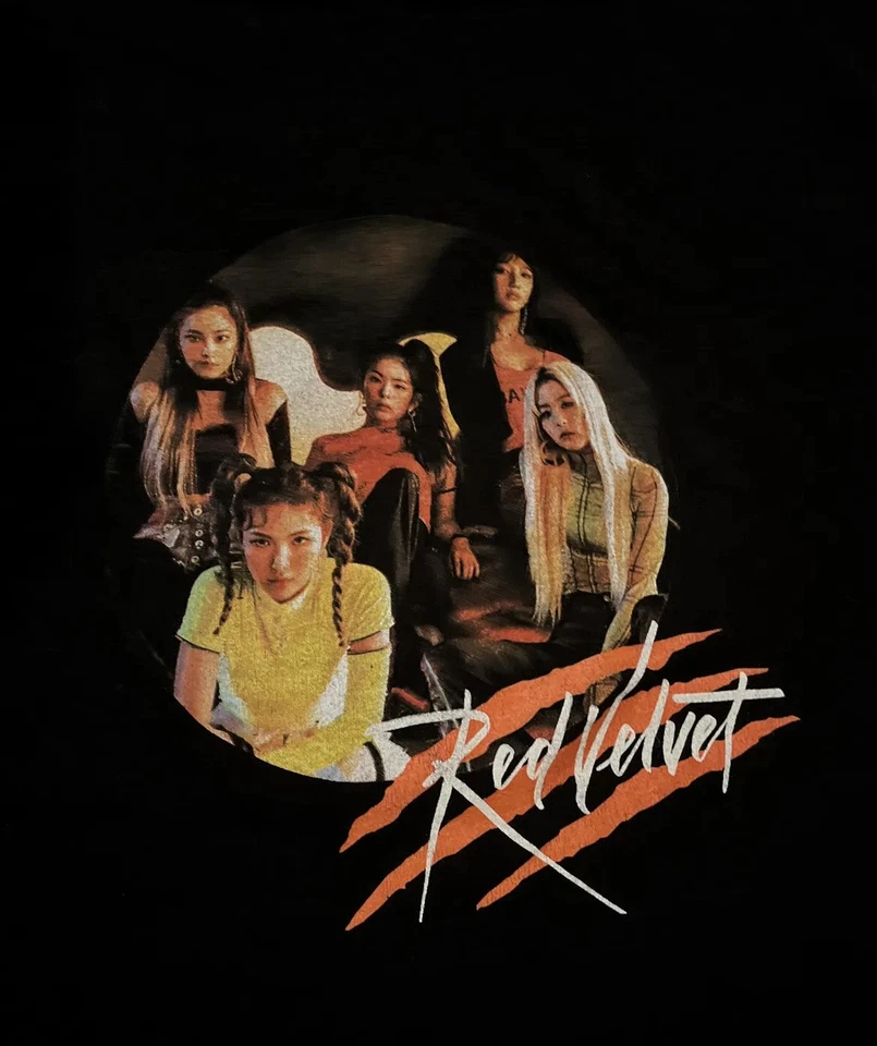 Camiseta de Terciopelo Rojo Música Girl Grupo Banda en Negro Talla Extra Grande Doble Cara Foto 3 de 4