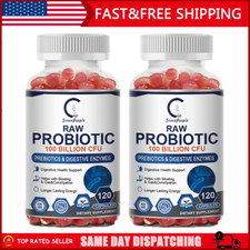 2x120 Raw Probiotics 100 Billion CFU Digestive Health Support Help Bloating
