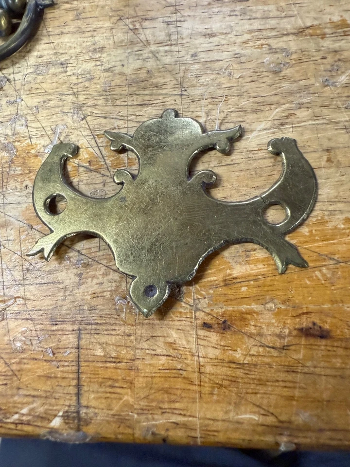 старинный период чиппендейл летучая мышь латуни 18 аппаратные пластины escutcheons залог - Изображение 3 из 4