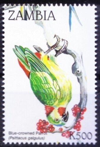 Zambia 1998 MNH, Blue-crowned Hanging Parrot, birds