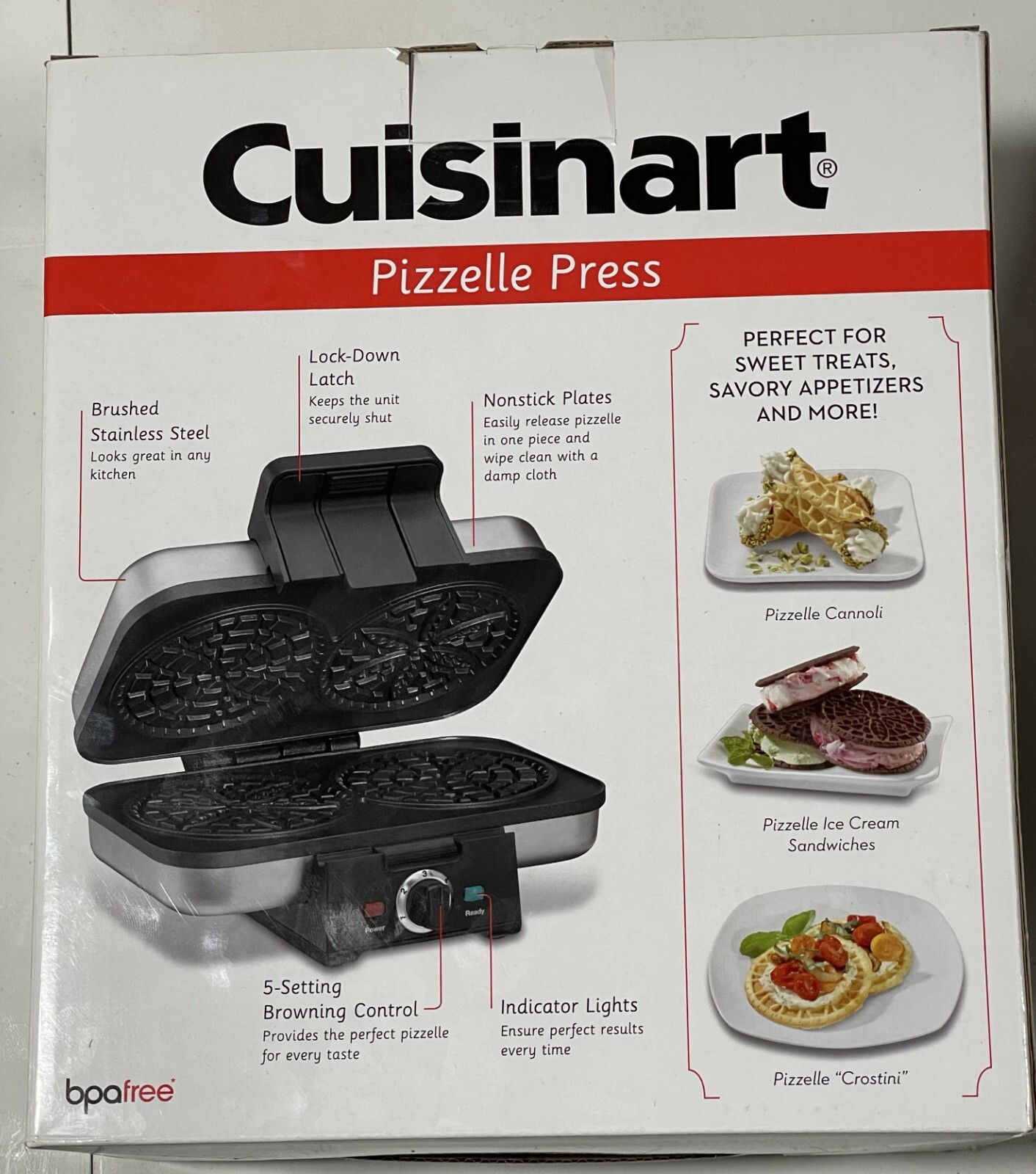 Cuisinart Pizzelle Press WMPZ10 Stainless Silver New In Box eBay