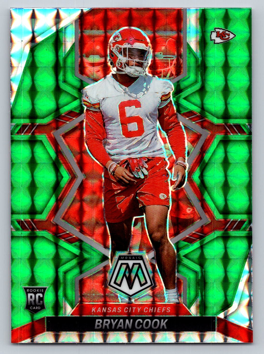 2022 Panini Mosaic #397 Bryan Cook Chiefs RC Prizm Rookie Mosaic Green