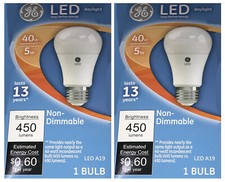 GE 61968 LED A19 40 watt equivalent Daylight LED Light Bulb 2 pack