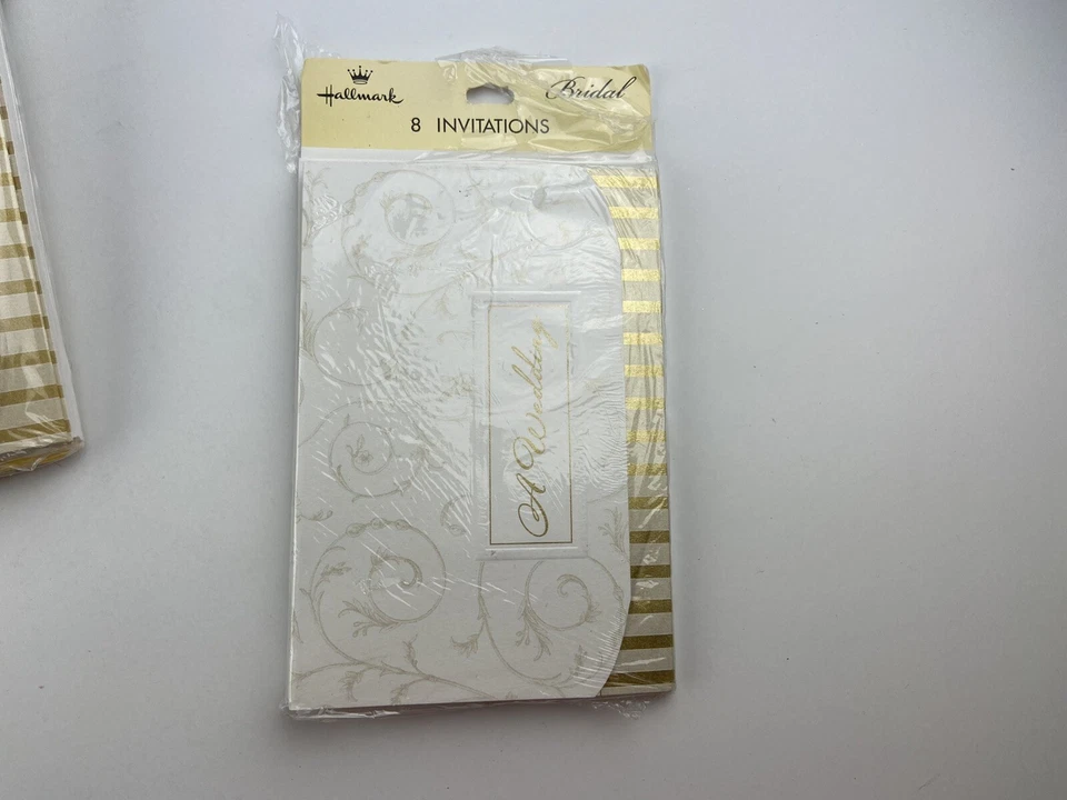 Lot Of 8 Bridal Wedding Party Invitations Gold And White - Image 2 of 4