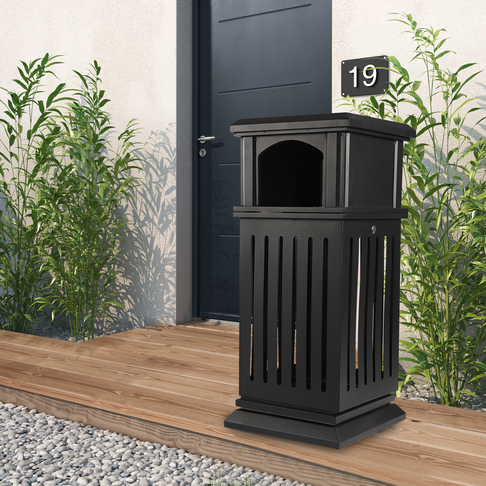 40L Trash Can Outdoor Garbage Enclosure Industrial Yard Garage Waste Container