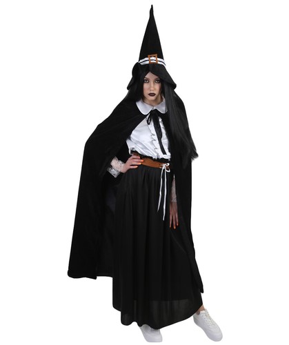 Adult Women's Witch Costume with Hat Costume, Black Halloween Costume - 第 6/11 張圖片