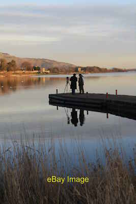 Photo 12x8 Loch Leven pier Kinross Two birdwatchers enjoy the last of the  c2012