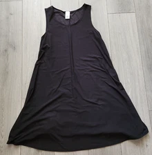 Time and Tru Summer Dress Women's L 12 14 Black Sleeveless Knit Beach Sun A line