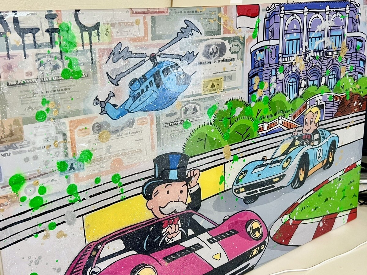 Alec Monopoly Monaco #2 Glow In The Dark Canvas 24x36” Custom By