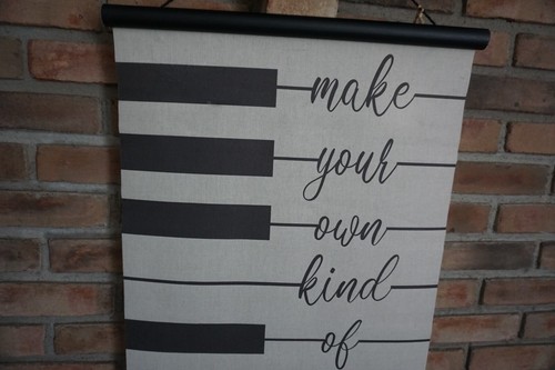 Large 24" MAKE YOUR OWN KIND OF MUSIC Piano Keys Keyboard Canvas Home Decor Sign - Picture 2 of 11