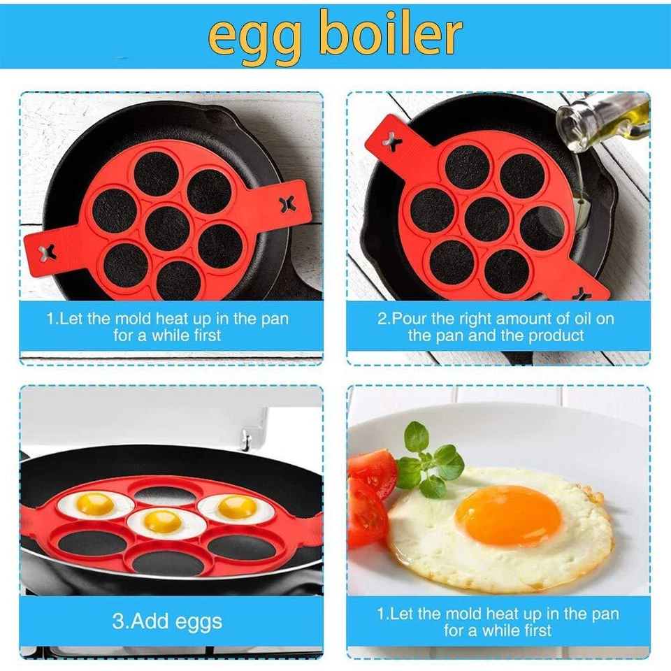 Silikon Spiegelei Form 3PCS Herz&Rund&Stern Form Pfannkuchen Maker für die Ei... - Bild 4 von 4