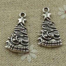 Free Ship 110 pcs tibetan silver christmas tree charms 25X13mm L-3676