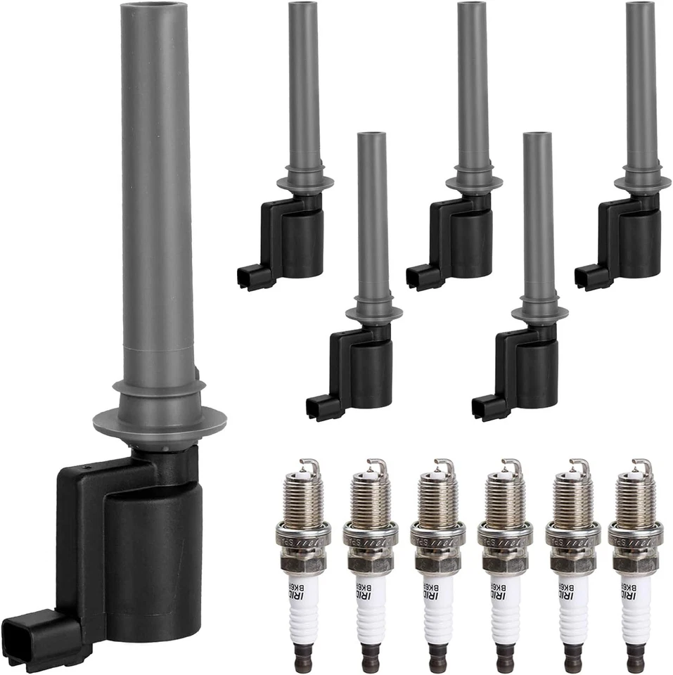 6 Pack Ignition Coil Pack & Spark Plugs for 3.0L V6 2001-2008 Ford Escape FD502 — 第 2/4 张图片