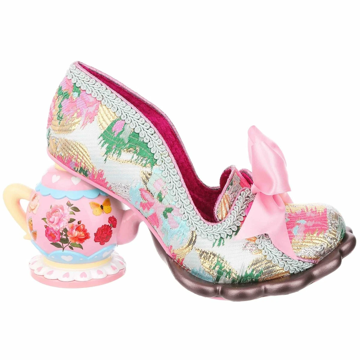 Irregular Choice Elevenses Teapot Cake Party Heels Shoes US 9/EU 40  pink/multi