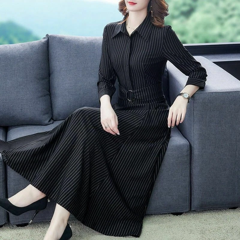 Striped maxi shirt dress cheap