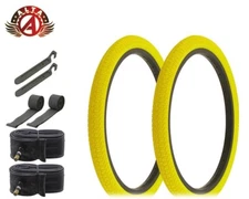 ALTALINE Bicycle TIRES 20" x 1.75 YELLOW INFECTION (2)TIRES,TUBES,STRIPS & LEVER