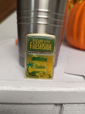 1993 FIREBIRD Escape To The Fresh Side Salem Advertising Gold Cigarette Lighter