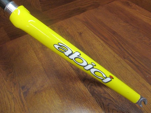 RARE VINTAGE ABICI FULL CARBON 700C 1 1/8" X 7 3/4" THREADLESS ROAD FORK -YELLOW - Picture 2 of 8