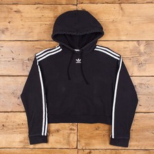 Vintage Adidas Logo Hoodie S Oversized Three Stripe Hooded Black Embroidered