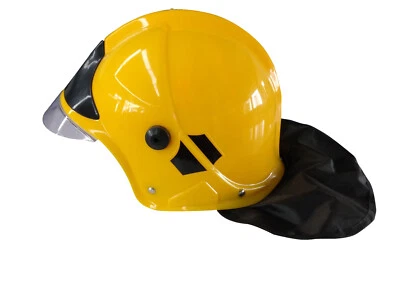 ORLOB HANDELSGESELLSCHAFT Feuerwehrhelm Kinder Helm neue Version gelb Visier verstellbar Nackentuch