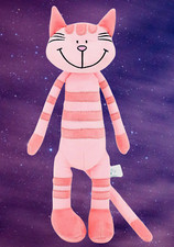 18" Plush Cat Doll Pink Striped Floppy Stuffed Animal Cuddly Baby Toddler Toy