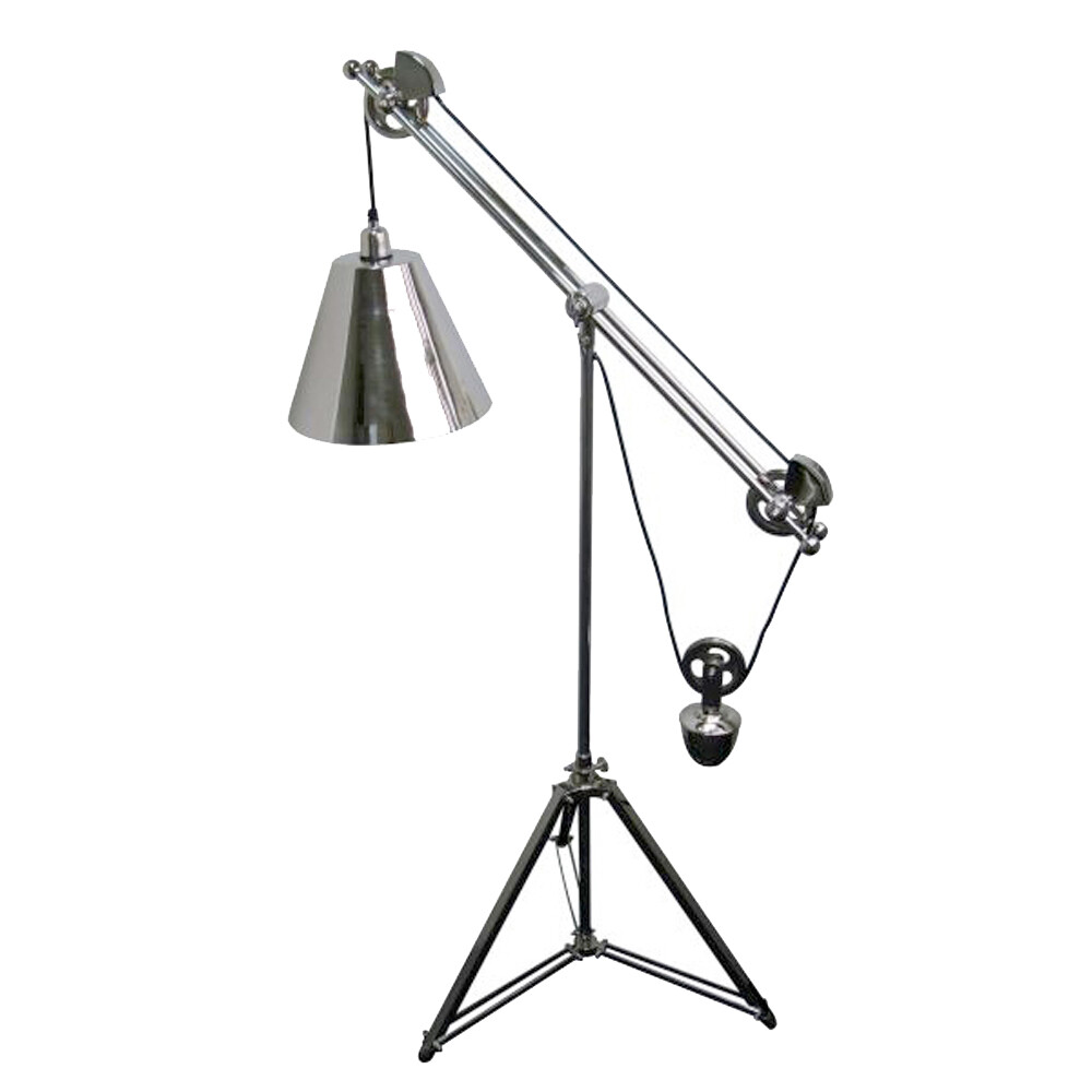 Standleuchte Chrom Poliert mit Flaschenzug Höhenverstellbar 8202319