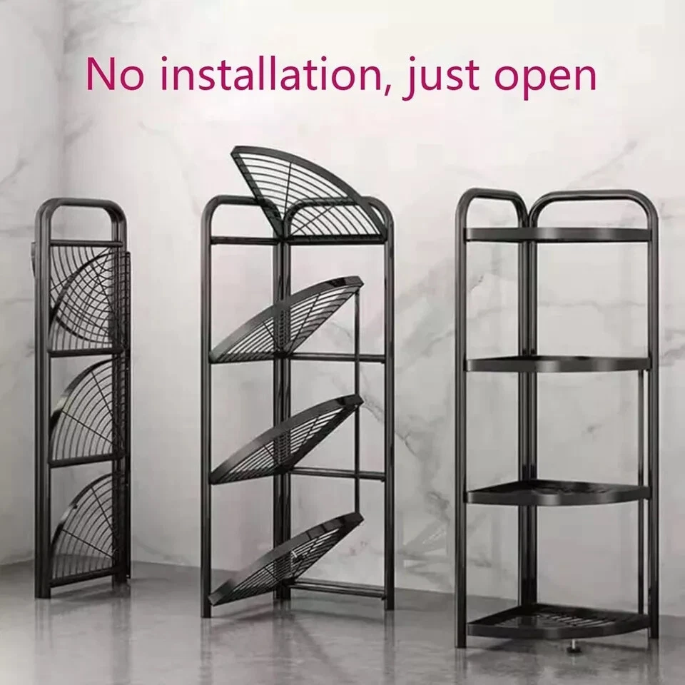 Kitchen Corner FOLDIBLE RACK 4 Tiers Organiser Shelf Free Standing Rack
