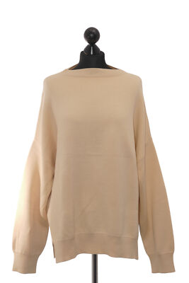 Closed Damen Pullover M beige Stehkragen Oversized Feinstrick 100% Baumwolle NEU