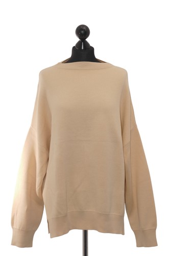 Closed Damen Pullover M beige Stehkragen Oversized Feinstrick 100% Baumwolle NEU