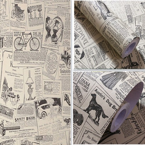 3m Self Adhesive Retro Newspaper Wallpaper Waterproof Furniture Contact Paper - Picture 2 of 7