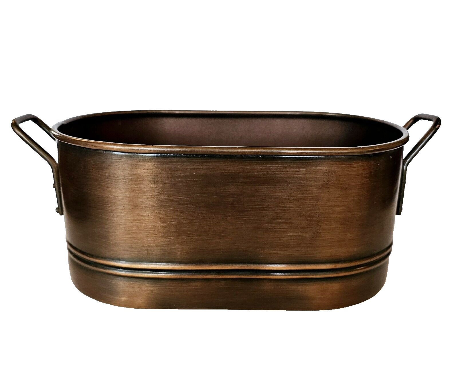 Smith & Hawken Steel Planter Copper Finish Container w Handles 13" x 6.