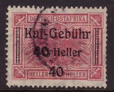 Deutsch Ostafrika 40 Heller Kaigeb&uuml;hr Stempelmarke