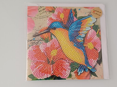 Diamond Painting Karte Eisvogel 16 x 16 cm, Fertig gelegt   (1)