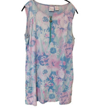 Stella Parker 1/4 Zip Mini Dress Women M Pockets Floral Easy Care Packable