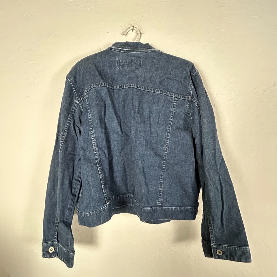 Chaqueta vaquera con botones Fresh Produce para mujer talla XXL azul bolsillos elásticos Foto 2 de 4