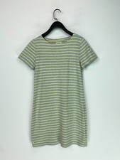 Joules Grey Yellow Stripe T Shirt Dress Casual Mini Short Sleeve UK 12