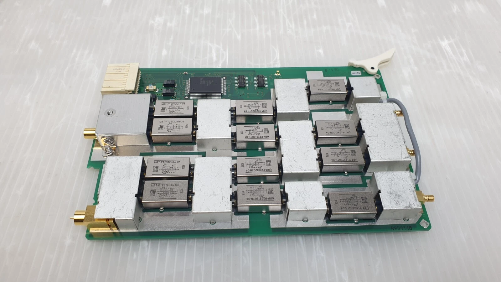 Agilent E3120-66512 board top view with URT and URM Sanyu relays