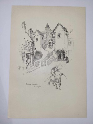 Antike Bleistiftzeichnung Druck 1926 Edinburgh Skizze weißes Pferd schließen