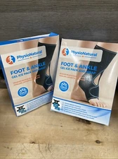 Lot Of 2 PhysioNatural Foot & Ankle Ice Wrap with 2 Cold Gel Packs Each New