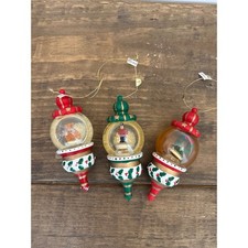 Set of 3 Christmas y2k vintage Ornaments Snow Globe Figurines