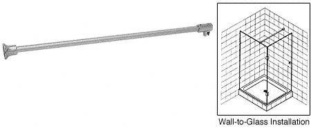 Satin Nickel Frameless Shower Door Fixed Panel Wall-To-Glass Support Bar for 3 - Picture 6 of 7