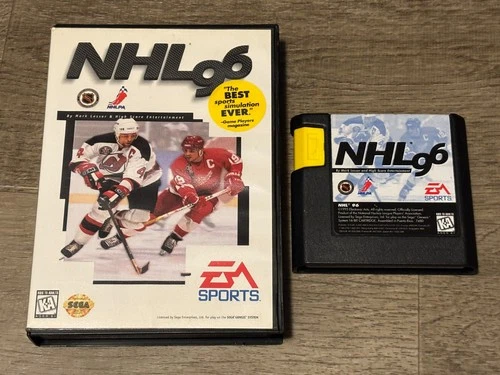 NHL 96 Sega Genesis Game + Case Cleaned & Tested Authentic